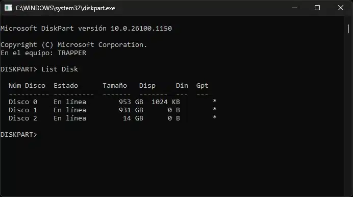 list disk