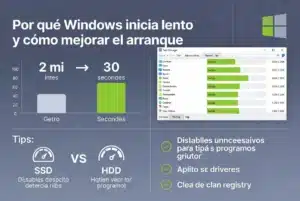 Por qué Windows inicia lento y cómo mejorar el arranque