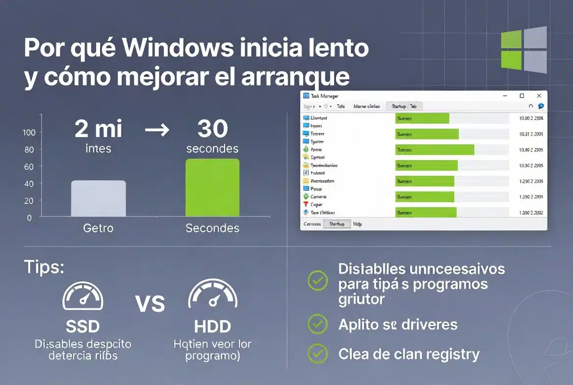Por qué Windows inicia lento y cómo mejorar el arranque