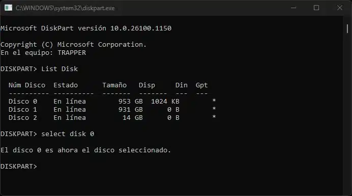 select disk 0